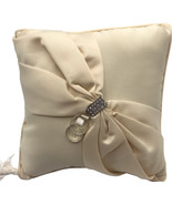 Lillian Rose Ring Pillow Ivory Sash Satin 8&quot; Square Silver Rhinestone Clasp - $29.07 CAD