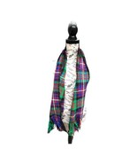 Vintage Tartan Plaid Wool Hand Woven Blue,Red,Green, And Black Scarf 59”... - £15.48 GBP