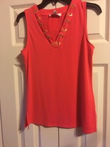 Michael Kors CORAL REEF V-Neck GOLD LACE TOP SZ M NEW - £65.22 GBP