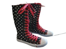 Disney Black White Polka Dot Minnie Mouse High Tops Girls Sz 6 Sneakers Shoes - £11.38 GBP