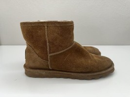 Bearpaw Womens Alyssa Ankle Boots Size 10 Brown Suede Sheepskin Lined - $27.66