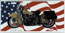 AES USA American Flag Motorcycle Chopper Bike License Plate Wall Sign Made in US - £5.38 GBP