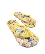 Joules Womens Flip-Flop, Yellow w Floral Design, Branded Thong Strap, Wi... - $22.77