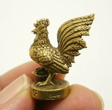 Magic Chicken Rooster on Gold money mini figurine amulet brass pendant blessed f - £23.54 GBP