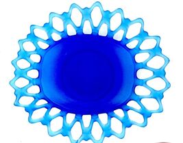 Vintage Westmoreland Blue Satin Open Lace Console Bowl Turquoise Blue Fr... - $46.43 CAD