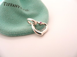 Tiffany &amp; Co Silver Peretti Pink Sapphire Heart Charm Clasp 4 Necklace B... - £238.78 GBP