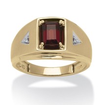 10K Solid Gold Emerald Cut Garnet Diamond Accents Ring Size 8 9 10 11 12 13 - £531.56 GBP