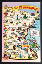 Greetings from Minnesota MN Large Letter State Map Tichnor UNP Postcard c1960s - £4.68 GBP