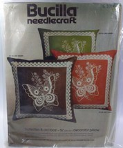 Bucilla Needlecraft Butterflies &amp; Old Lace 16&quot; Decorator Pillow Brown #3350 - $18.81