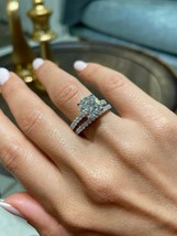 4Ct Round Cut Moissanite Bridal Set Engagement Ring 14K White Gold Plated - $3,045.50 MXN