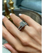 4Ct Round Cut Moissanite Bridal Set Engagement Ring 14K White Gold Plated - $3,009.02 MXN