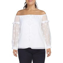 $99 Vince Camuto Embroidered Off The Shoulder Peasant Top White Size Small - £22.91 GBP