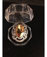 Large Crystal (Citrine) Ring silvery – Size 8.25 Fashion Ships N 24h - $156.98 CAD