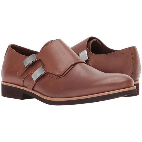 NEW  Handmade Brown Leather Color Shoes, Men's Double Monk Shoes, Men's Straps S