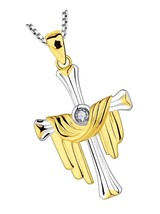 Women&#39;s Saint Cloth and Cross Necklace,18ct Yellow - £180.72 GBP