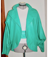 VINTAGE TANNERY WEST SOFT LEATHER TEAL COLORED OPEN JACKE+MATCHING BELT ... - $543.43 MXN