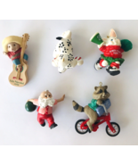 5 Hallmark Ornaments Vintage Santa Bowler Raccoon Biker Dog Mouse Rah Ra... - £22.85 GBP