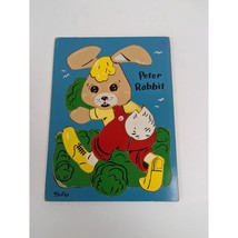 Vintage SIFO Wooden Puzzle Peter Rabbit 16 Pieces Blue - £15.66 GBP