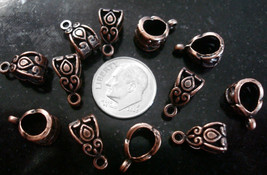 12 Bails antique copper pltd 14mm design nolead closed ring pendant bails pfg009 - £3.08 GBP