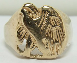 14KT Yellow Gold EAGLE Ring Sz 12.5 Men&#39;s Custom 17mm Band 11.6g Gorgeous Fetish - £599.51 GBP