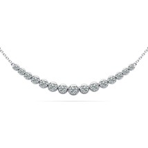 1 Ct Graduated Simulated Diamond 14K White Gold Plated Curved Tennis Necklace - £59.50 GBP