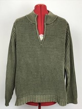 Carbon 2 Cobalt Men L 1/4 Zip Thick Sweater Military Green Pullover Fisherman - $44.55