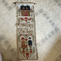 Vintage Hallmark Cards “God Bless This House” Woven Linen Wall Hanging - £16.87 GBP