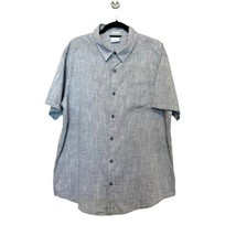Columbia Men&#39;s Button Down Shirt Size Large Regular Fit Gray Short Sleeve - £11.75 GBP
