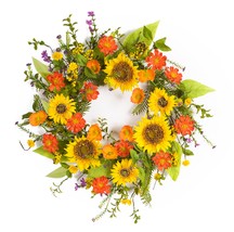 Sunflower Wreath 22&quot;D Polyester/Plastic - £54.87 GBP