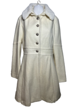 Guess Wool Pea Coat Women&#39;s Large Ivory Classic Dressy Office Wear Cold Weather - £58.20 GBP