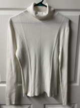 White House Black Womens M Market Ribbed Sweater White Turtle Neck Long ... - £10.32 GBP