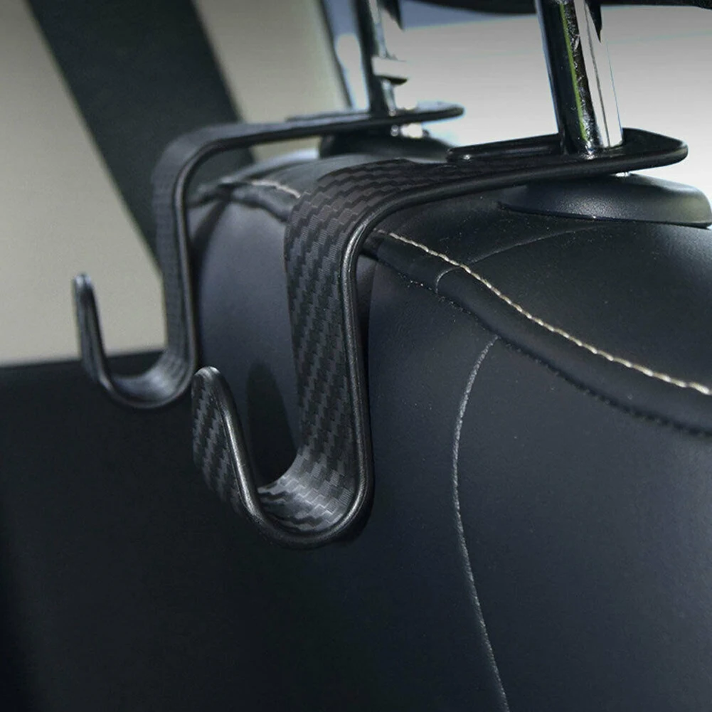 Car Seat Headrest Hooks - Universal Auto Accessories Organizer, Durable Carbon - £10.76 GBP