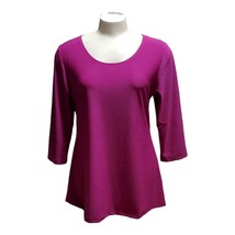 Creation 3/4 Sleeve Scoop Neck Flared Knit Top Magenta S - £9.37 GBP