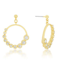 Precious Stars Goldtone Graduated Cubic Zirconia Circle Dangling Earrings - £18.82 GBP