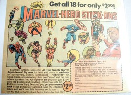 1976 Color Ad Marvel-Hero Stick-Ons Spider-Man, Hulk, Conan, Thor, Iron Man - £6.26 GBP