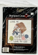 Love Me Love My Cat Stamped Cross Stitch 14 Inch Golden Bee Complete Kit Sealed - £9.56 GBP