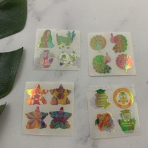 Vintage 80s Great Seven Stickers Iridescent Pearl Peacock Zodiac Clowns ... - $16.82