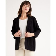 Quince Womens 100% Organic Cotton Knit Blazer Open Front Black L - £37.81 GBP