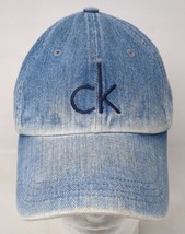Vintage CK Calvin Klein Denim Wash Blue Jean Baseball Hat Cap 90s Y2K Faded - £19.71 GBP
