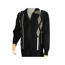 Men's Fancy European Sweater Jacket By Silversilk Fashionable 11009 Black image 8