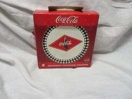 4 Coca Cola Absorbent Stoneware Coasters with Natural Cork Back - $39.66