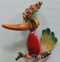 Vintage 3D Texture Effect Bird Multi Coloured Enamel Sitting Bird Brooch... - £31.26 GBP