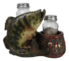 Nautical Fisherman Sea Bass Fishing With Wicker Bags Salt Pepper Shakers... - $26.99