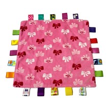 Taggies Pink Hair Bows 12&quot;x12&quot; Lovey Sensory Security Blanket Soother 2015 - $10.09