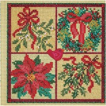 Frosty Meadow Cross Stitch Kit - Winter Greens Collection, Buttons &amp; Beads, 5.25 - £39.82 GBP