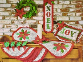 Gingham Goose NOEL Christmas Wreath~Banner~Pillow~Holiday Table~Pattern Uncut! - £6.76 GBP