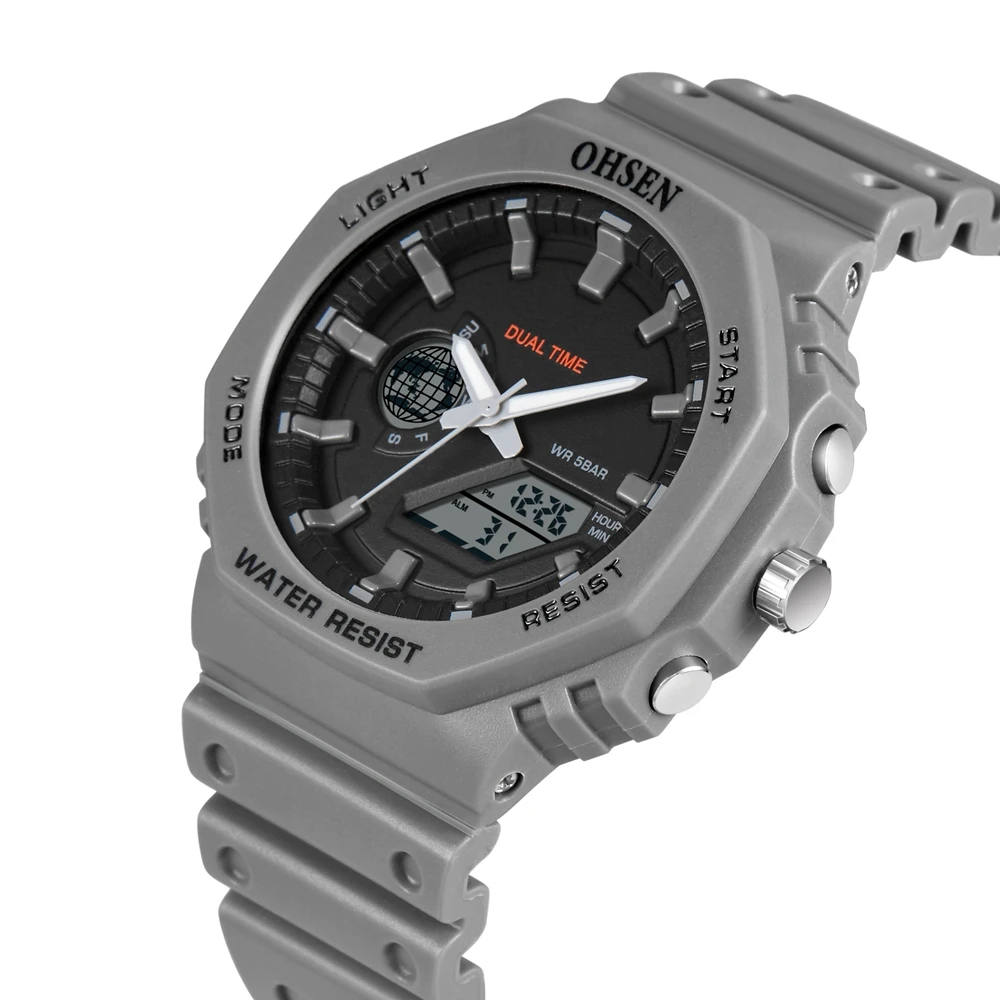 Digital Watch Military Waterproof Sport Quartz Men Watches Dual Time Bla... - £18.99 GBP