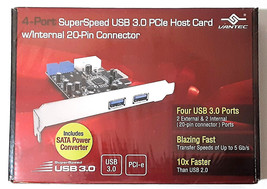 Vantec 4-Port SuperSpeed USB 3.0 PCIe Host Card w/ Internal 20-Pin Connector - £17.87 GBP