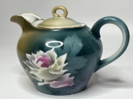 C. T. Altwasser Vtg Individual Single Serve Painted Teapot Rose Leaf Motif - $24.45