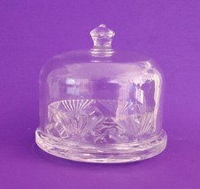 Antique EAPG Covered Butter Dish Flower Diamond Dotted Clear Cheese Dish - £27.23 GBP